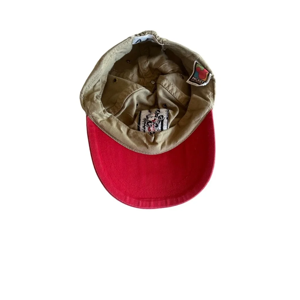 Disney Vintage Mickey Unlimited Stretchfit Khaki Red Mickey M Hat Cap Youth One